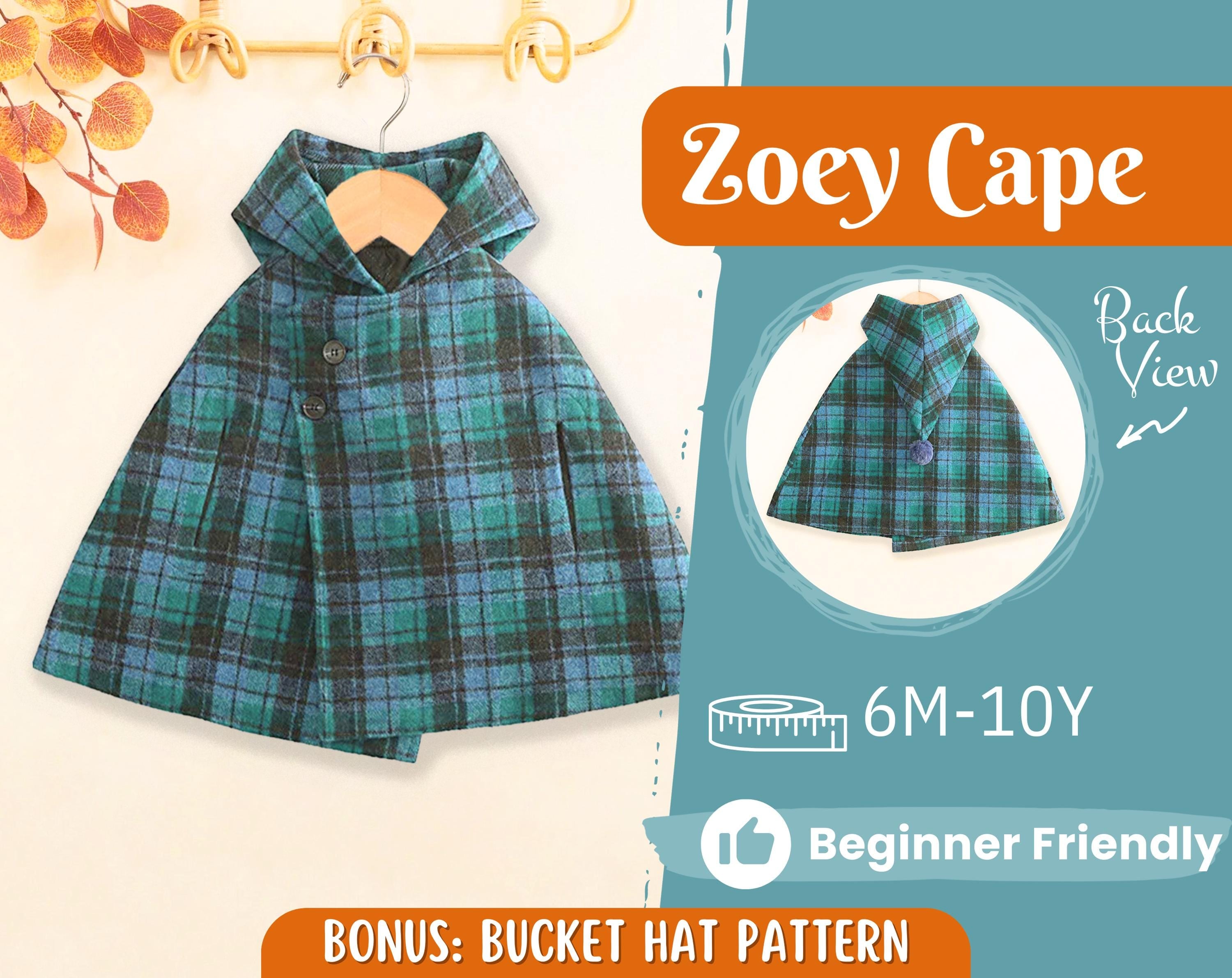 Cape Sewing Pattern for Kids, Capelet Pattern, Kids Pattern, Easy PDF Pattern, Beginner Pattern, Sewing Pattern Toddlers, Baby Pattern