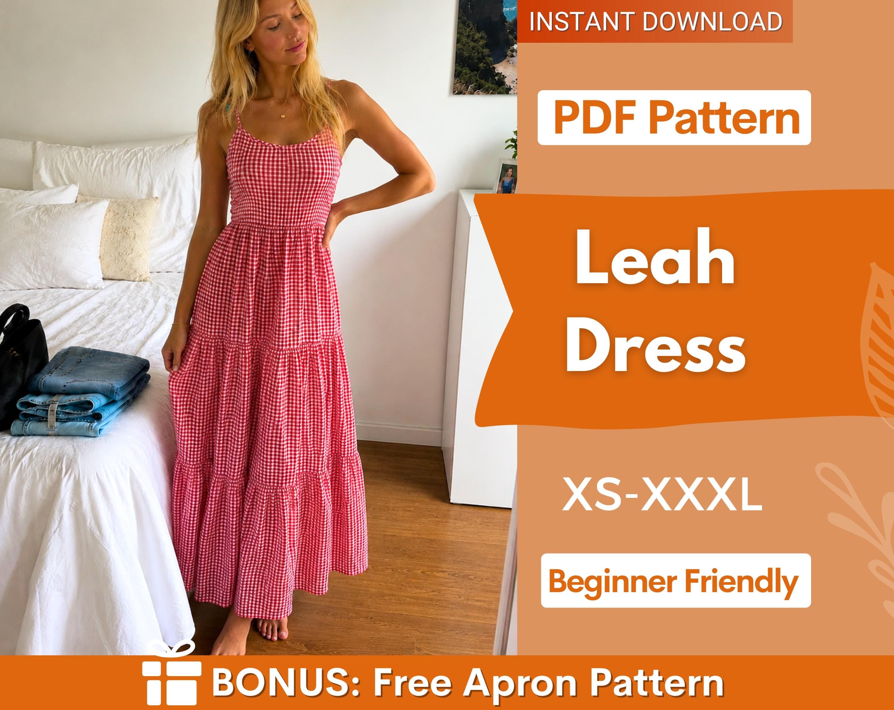Leah Dress Sewing Pattern | Maxi Dress Pattern | Back Tie Dress | Summer Dress Sewing Pattern |  Women Dress | Sewing Patterns for Women