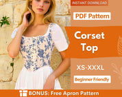 Corset Top Sewing Pattern | Corset Pattern | Cottagecore corset pattern | Corset Sewing Pattern | Sewing Pattern  | Women Top pattern PDF