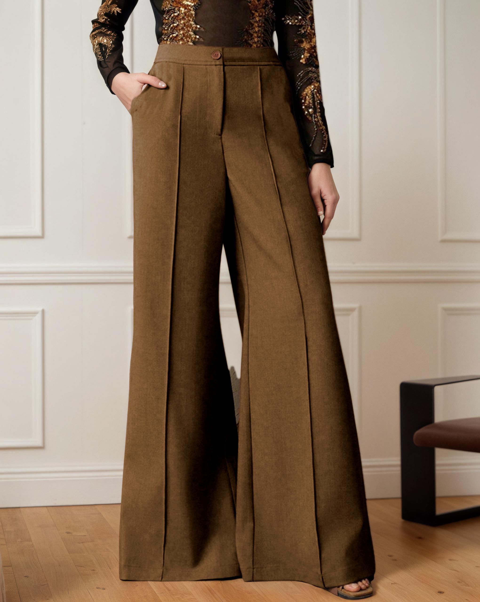 Flare Pants Sewing Pattern for Women | Sewing Patterns | Pants Sewing Pattern, Wide Leg Pants Pattern | Sewing Pattern Pants Women Sewing