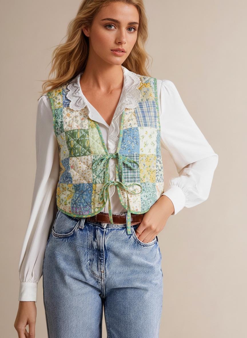 Quilted Vest Sewing Pattern | Front Tie Vest | Vest Sewing Pattern | Top Pattern | Women Sewing Patterns | Quilted Vest | Patchwork Vest