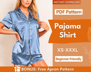 Pajama Sewing Pattern | Pajama Top Pattern | Women Sewing Pattern | Easy Pajama Pattern | Beginner Sewing Pattern Pajama | Pajama Shirt