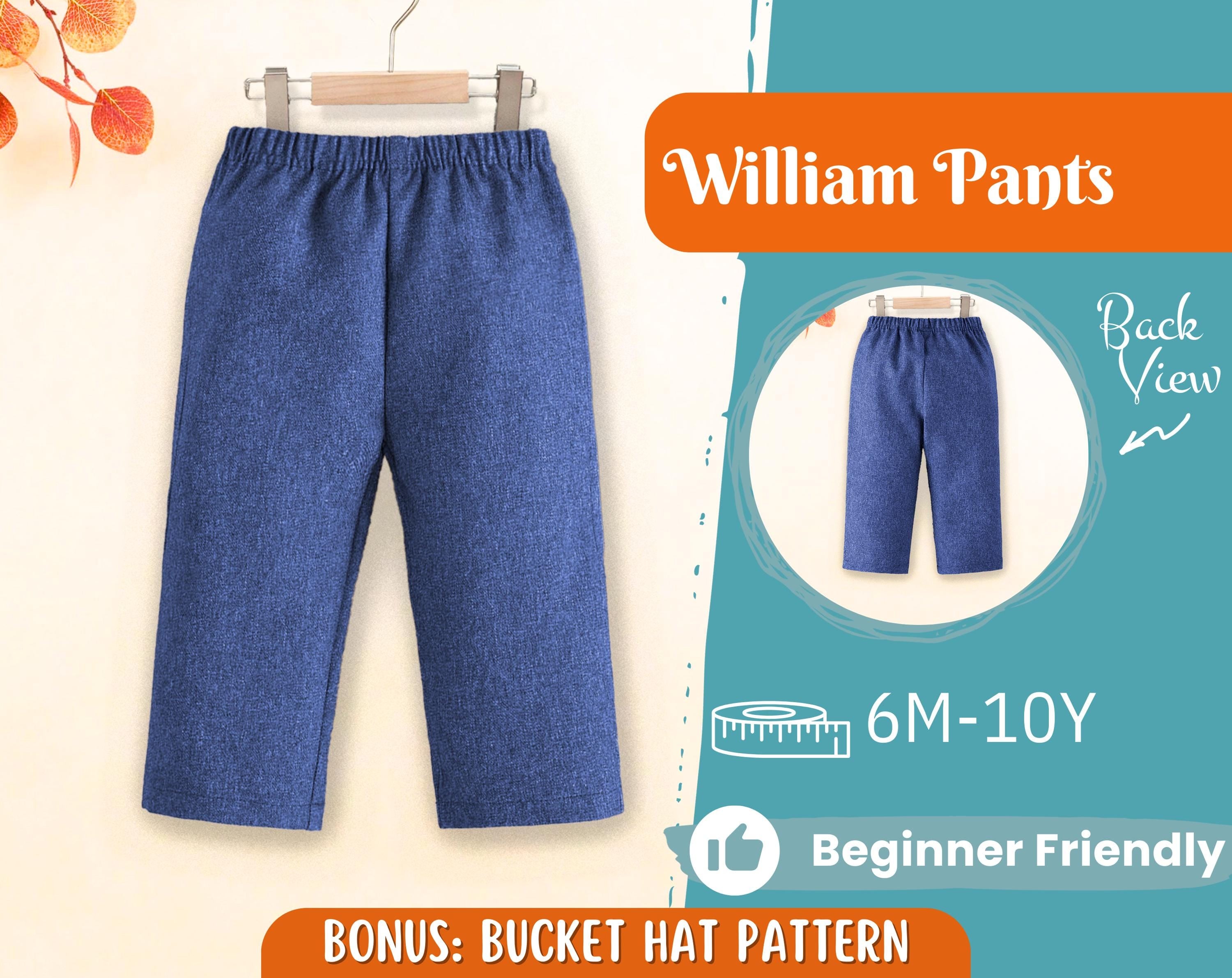 Pants Sewing Pattern for Kids, Elastic Waistband Pants Pattern, Kids Pattern, Baby Sewing Pattern, Beginner Pattern, Sewing Pattern Toddlers
