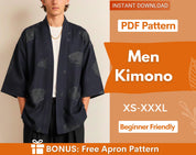 Kimono Sewing Pattern for Men, Short Kimono Pattern for Men, Kimono Pattern, Sewing Pattern for Men, Men Sewing Pattern, Men's Shirt Pattern