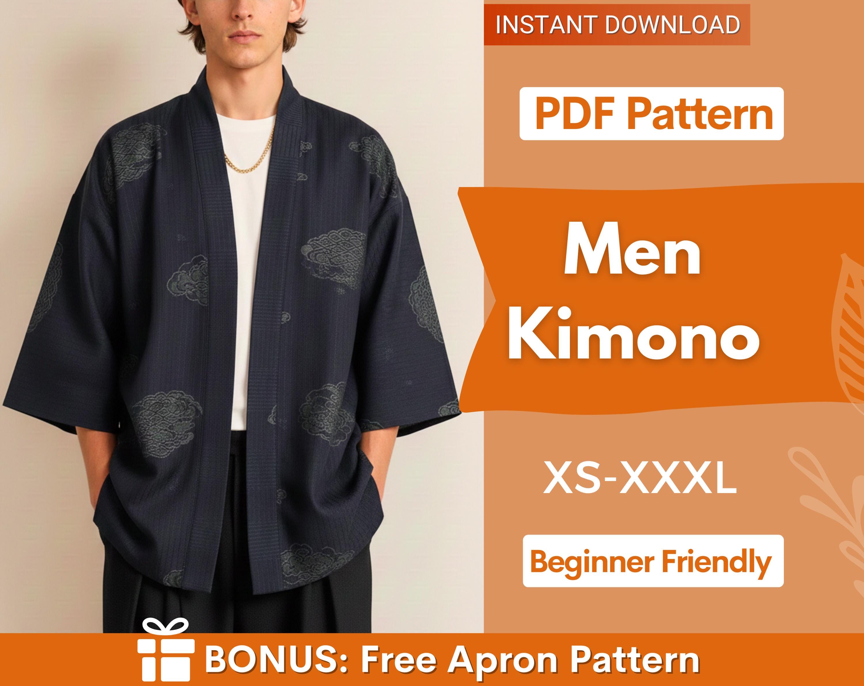 Kimono Sewing Pattern for Men, Short Kimono Pattern for Men, Kimono Pattern, Sewing Pattern for Men, Men Sewing Pattern, Men's Shirt Pattern