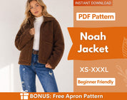 Jacket Sewing Pattern for Women, Women Sewing Pattern, Teddy Jacket, Zip Up Jacket, Beginner Sewing Pattern, Coat Sewing Pattern, Women Coat