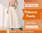 Palazzo Pants Pattern | Women Pants Sewing Pattern | Wide Leg Pants Pattern | Pants Pattern | Sewing Patterns | Women Sewing Pattern