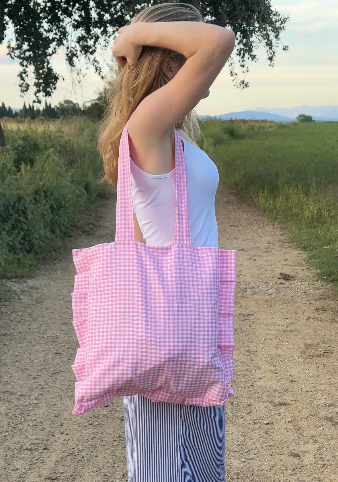 Tote Bag with Ruffles Sewing Pattern | Women's Handbag Shoulder Bag | Shopping Bag Pattern | Shoulder Bag Sewing Pattern, Beginner Bag