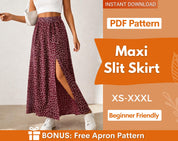 Maxi Slit Skirt Sewing Pattern | XS-XXXL | Sewing Patterns Skirt | Maxi Skirt Pattern PDF | Women Sewing Pattern, Skirt pattern