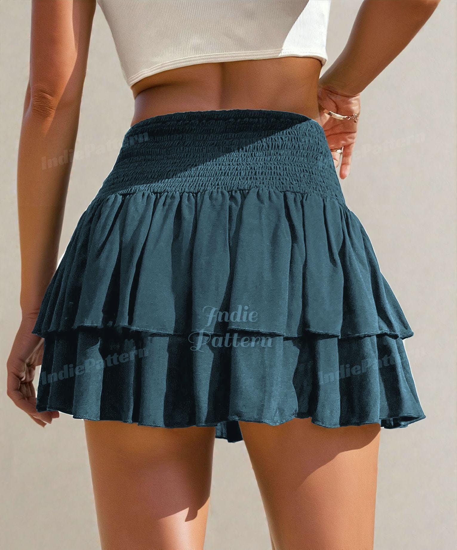 Mini Skirt Pattern | Skirt Pattern | Beginner Skirt Pattern | Women Sewing Pattern | Short Skirt | Mini Skirt | Shirred High Waisted Skirt