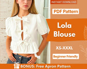 Peplum Top Sewing Pattern | Women Sewing Pattern | Blouse Pattern | Front Tie Top Pattern | Sewing Patterns for Beginner Top | Tank Top