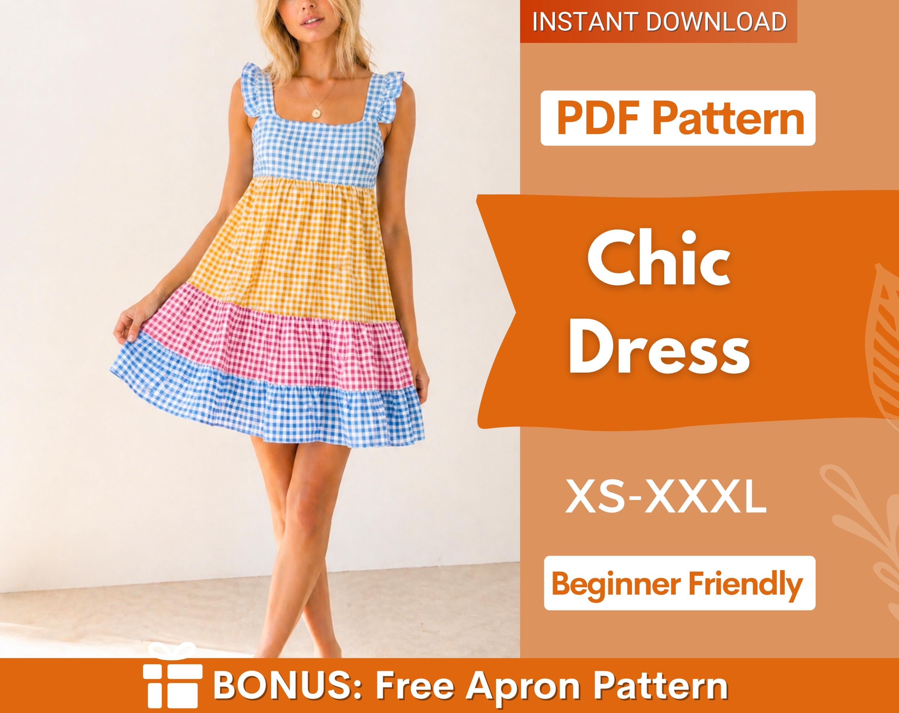 Dress Pattern | XS- XXXL | Dress PDF Sewing Pattern | Pinafore Dress Pattern | Beginner Pattern | Women Sewing Pattern | Easy dress pattern