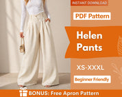 Wide Leg Palazzo Pants Sewing Pattern | Women Pants Pattern | Trousers Pattern | Women Sewing Patterns | Palazzo Pants Pattern High Waist