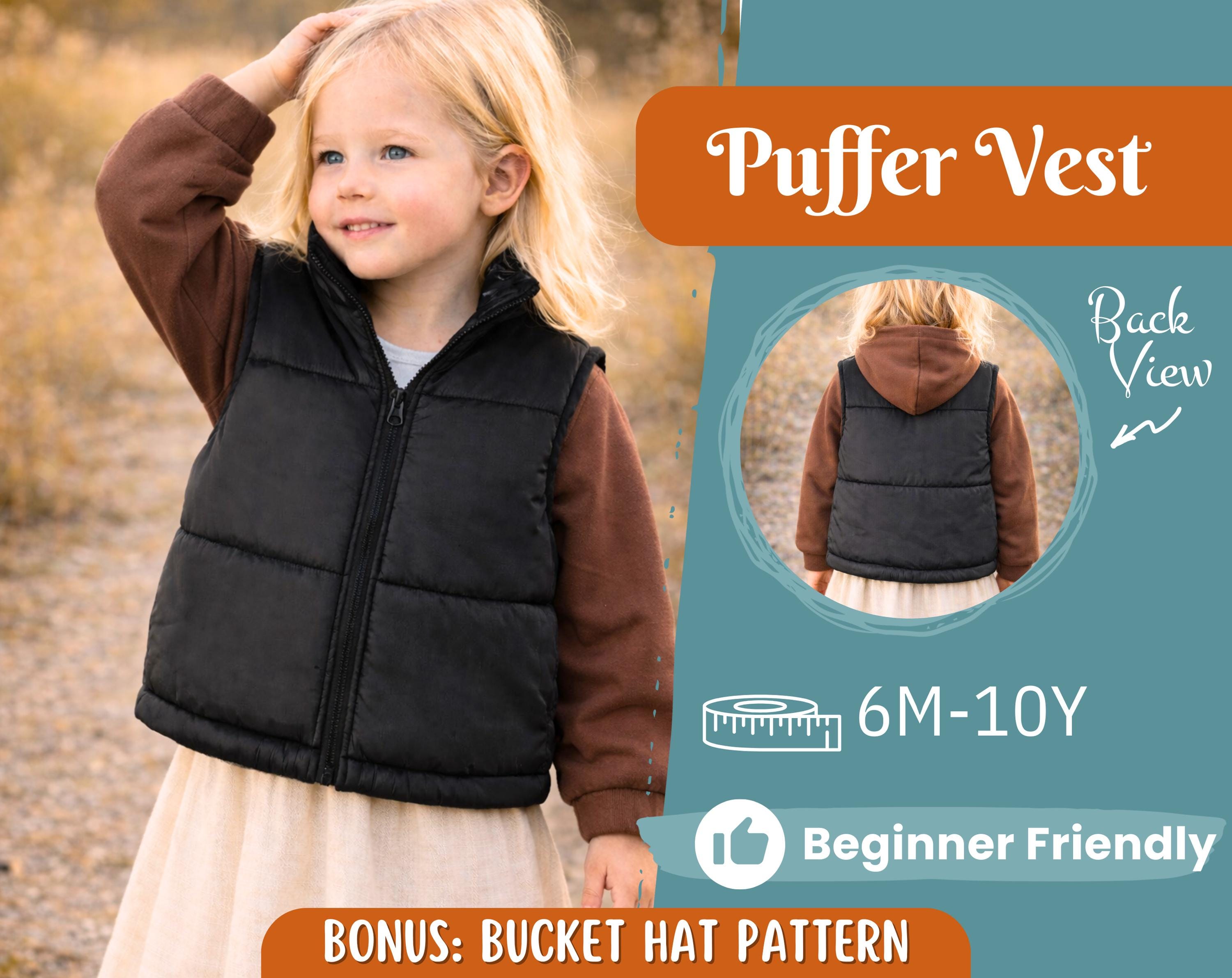 Puffer Vest Sewing Pattern for Kids, Puffer Vest, Kids Pattern, PDF Pattern, Beginner Pattern, Sewing Pattern Toddlers, Kids Jacket Pattern