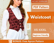 Waistcoat Pattern, Vest Sewing Pattern, Women Sewing Pattern, Sewing Patterns, Women Vest Waistcoat Pattern, Beginner pattern Top Buttons
