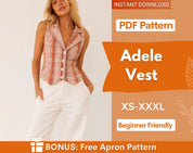 Vest Sewing Pattern for Women, Waistcoat Pattern, Women Vest Sewing Pattern, Blazer Women, Trendy Vest, Vest with Collar Pattern