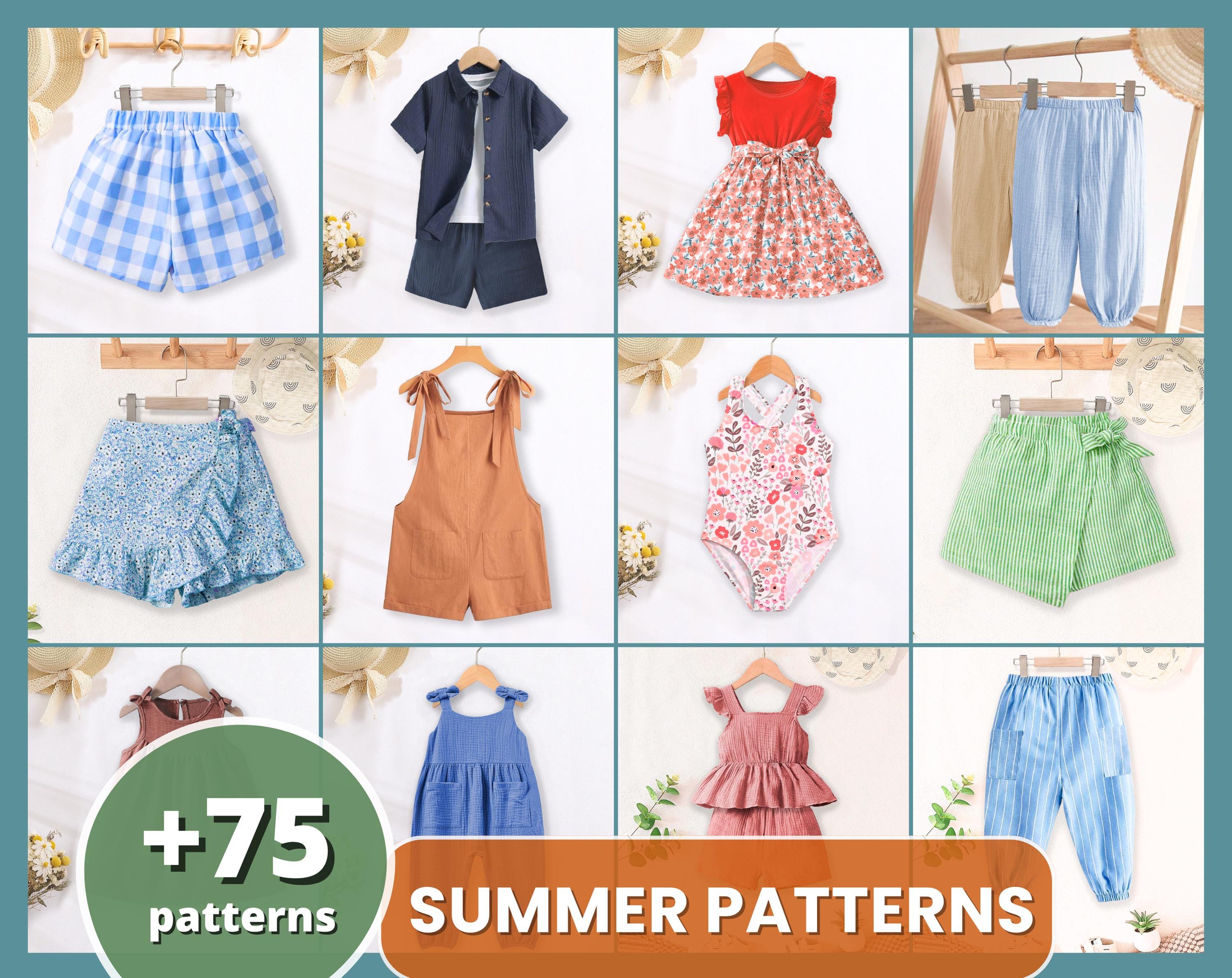 Kids Sewing Patterns Bundle, Sewing Patterns, Kids Patterns, Summer Patterns, Children Pattern, Easy Pattern, Beginner Pattern, PDF Pattern