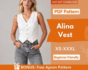 Vest Pattern, Waistcoat Pattern, Sewing Patterns, Women Vest Sewing Pattern, Button Top, Top Sewing Pattern for Women, Women Vest Pattern