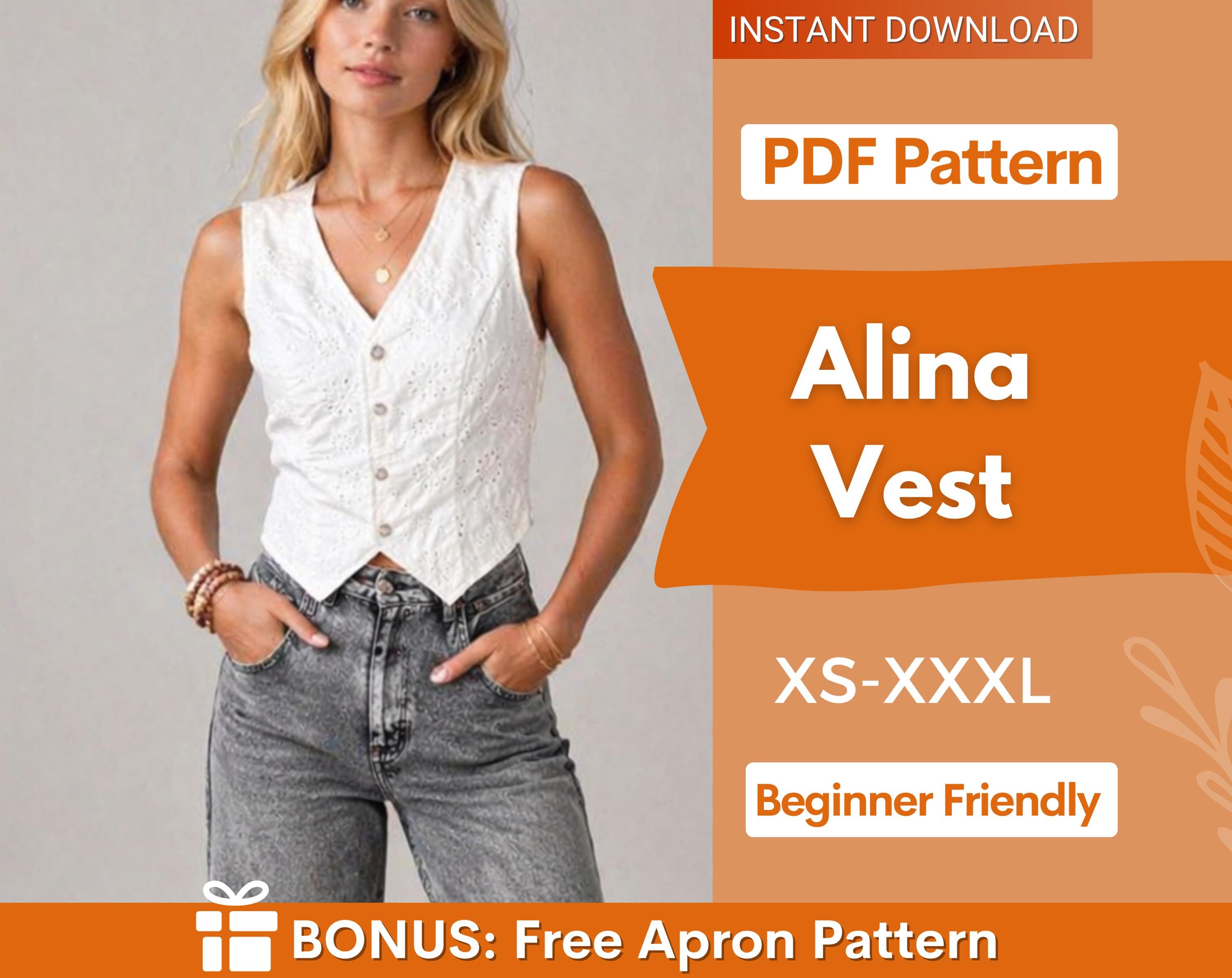 Vest Pattern, Waistcoat Pattern, Sewing Patterns, Women Vest Sewing Pattern, Button Top, Top Sewing Pattern for Women, Women Vest Pattern