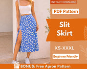 Easy Skirt Pattern | Slit skirt pattern | Women Sewing Pattern | Sewing Patterns | Summer Skirt Sewing pattern | Midi Skirt Pattern