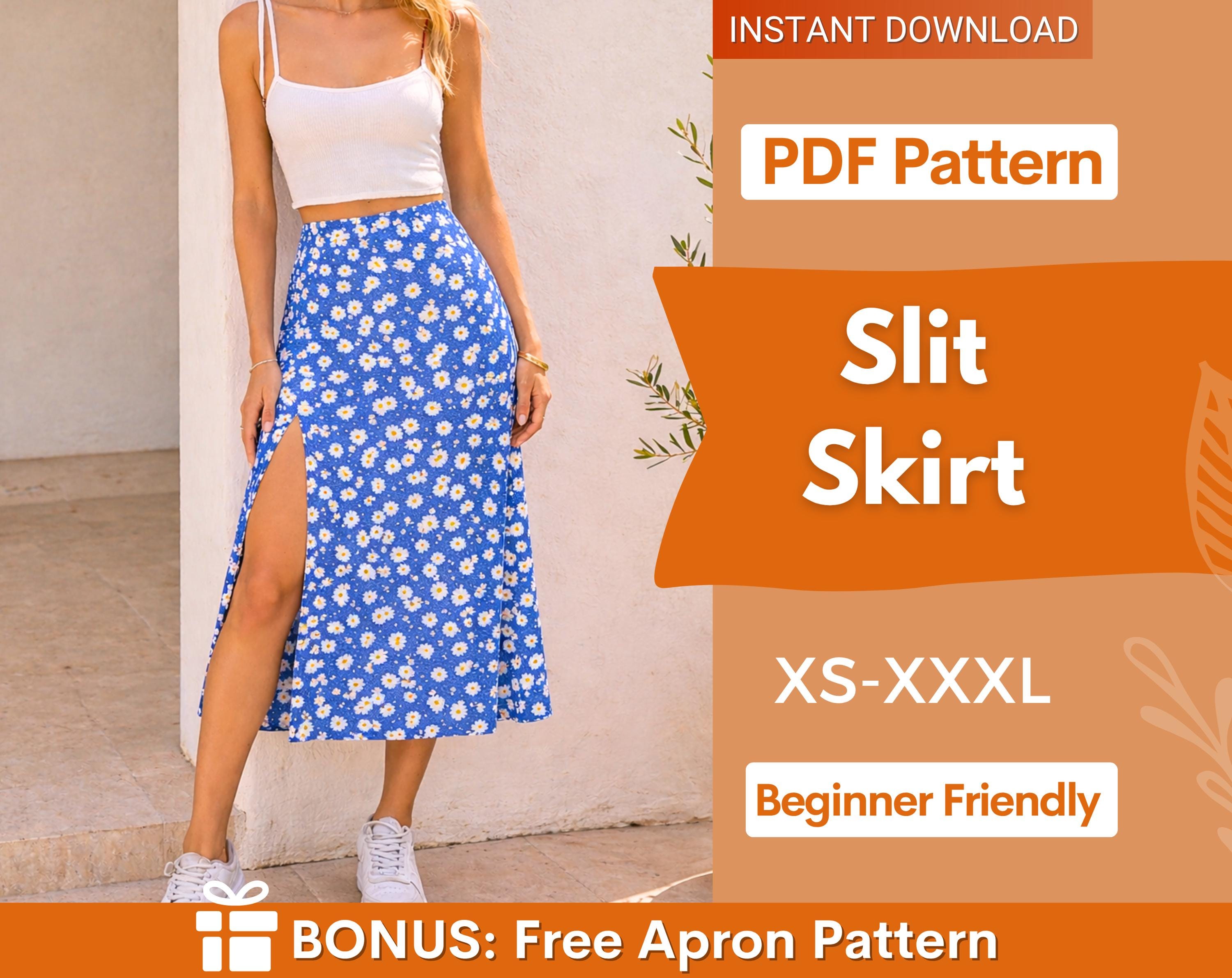 Easy Skirt Pattern | Slit skirt pattern | Women Sewing Pattern | Sewing Patterns | Summer Skirt Sewing pattern | Midi Skirt Pattern