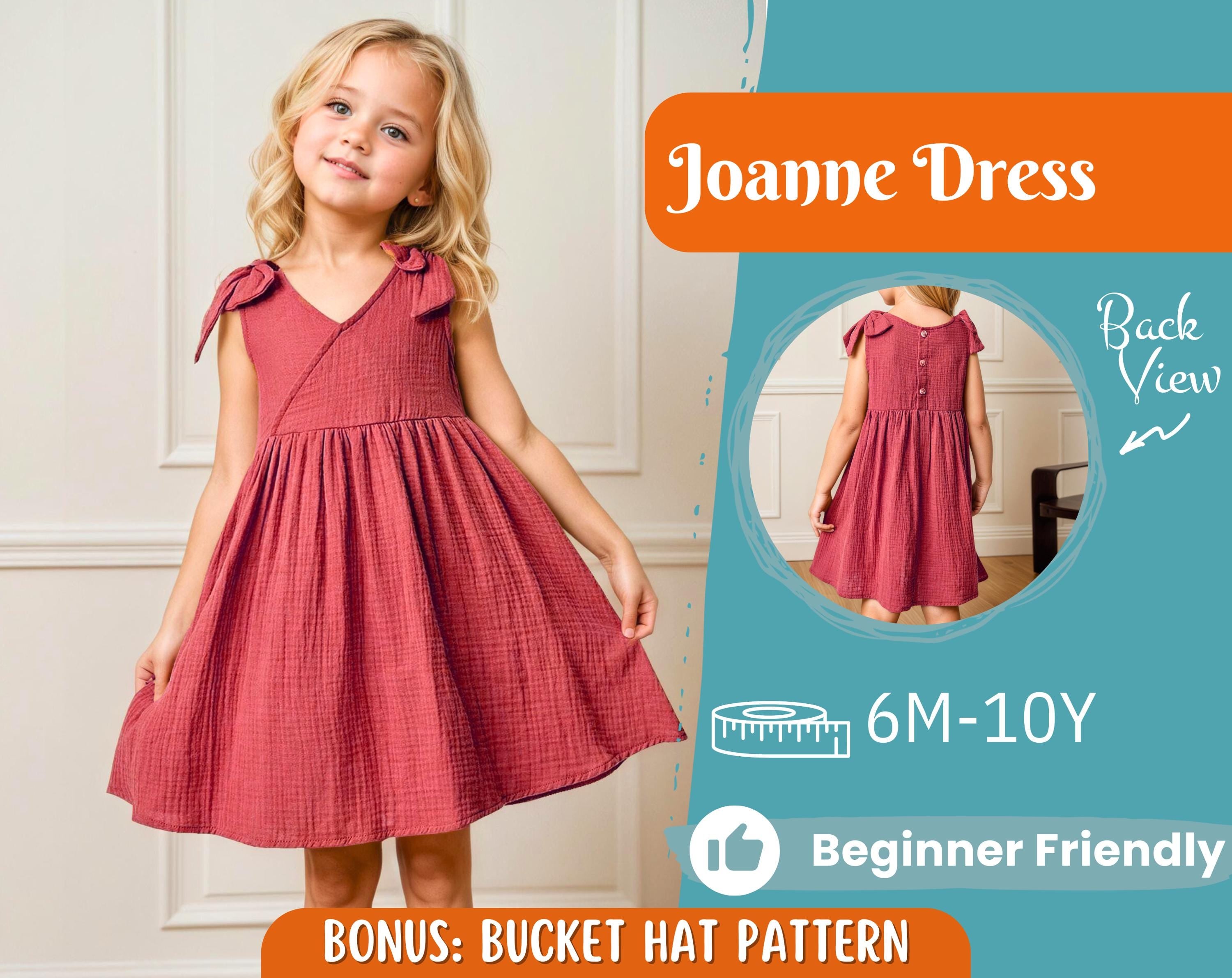 Dress Sewing Pattern for Kids, Dress Pattern, Kids Pattern, Summer Dress Pattern, Beginner Pattern, Sewing Pattern Toddlers, Baby Pattern