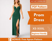 Dress Sewing Pattern | Prom Dress Pattern | Formal Dress Pattern | Slit Dress Pattern | Backless Dress Pattern | Graduation dress Pattern