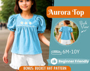 Top Sewing Pattern for Kids, Top Pattern, Kids Pattern, PDF Pattern, Beginner Pattern, Sewing Pattern Toddlers, Puff Sleeve Blouse Pattern