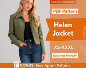 Jacket Pattern for Women, Zip Up Jacket Pattern, Women Jacket Sewing Pattern, Crop Jacket, Short Jacket, Women Sewing Pattern Zipper Jacket