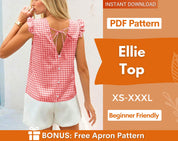 Ruffled Top Sewing Pattern, Women Sewing Pattern, Back TieTop Pattern, Blouse Pattern, Summer Top, Tie Top, Blouse Top Pattern Shirt Women