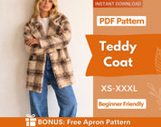 Teddy Coat Sewing Pattern | Women Coat Sewing Pattern | Long Coat Pattern | Jacket Sewing Pattern for Women | Women Coat Jacket Pattern