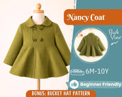Coat Sewing Pattern for Kids, Girl Coat Pattern, Kids Pattern, PDF Pattern, Beginner Pattern, Sewing Pattern Toddlers, Kids Jacket Pattern