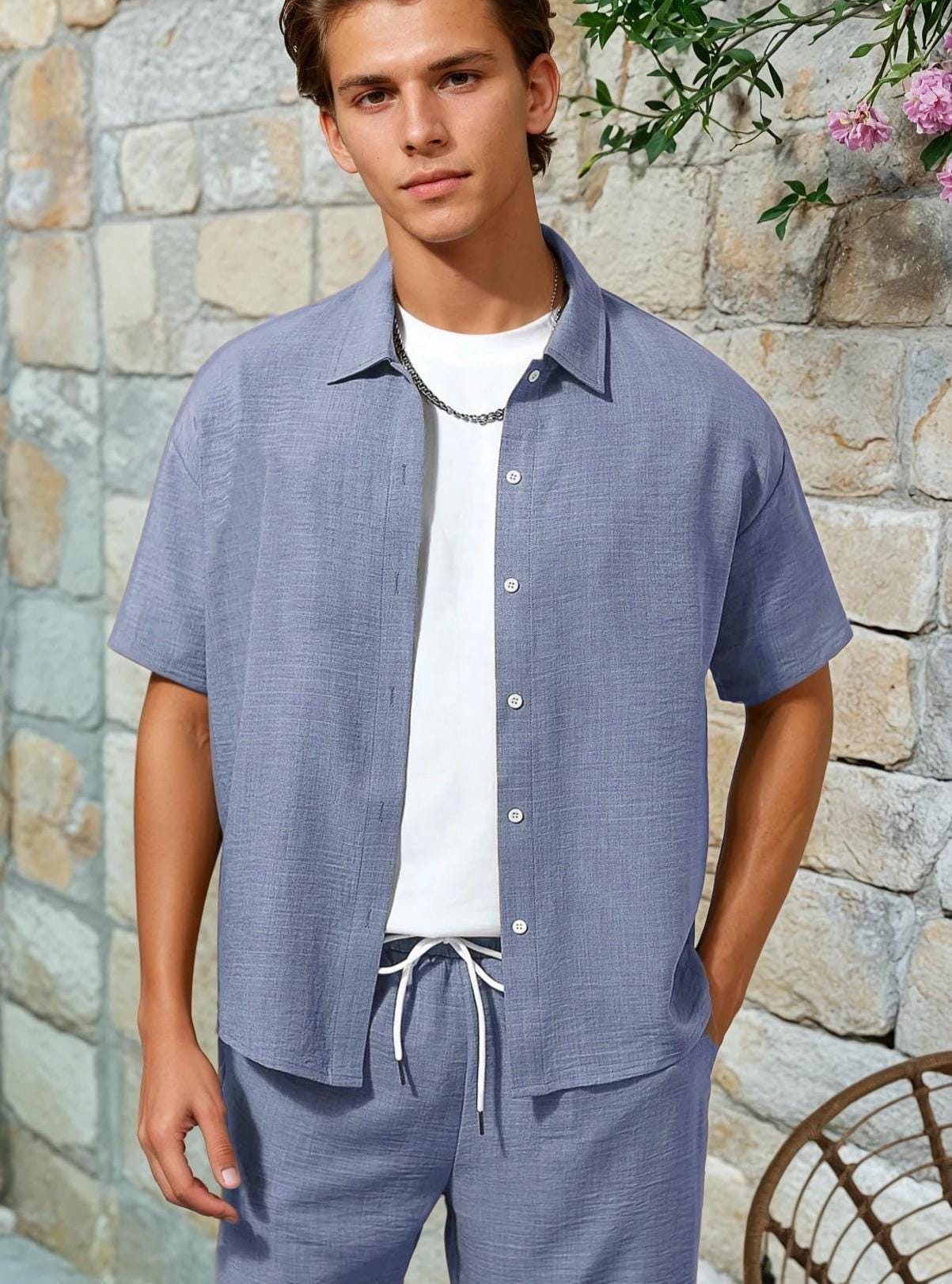 Men's Shirt Sewing Pattern, Summer Shirt Pattern Men, Camp Collar Shirt Pattern, Hawaiian Shirt Pattern, Shirt Pattern Men Notched Collar