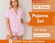 Pajama Set Sewing Pattern | Pajama Top and Shorts Pattern | Women Sewing Pattern, Easy Pajama Pattern | Beginner Sewing Pajama, Short Pajama