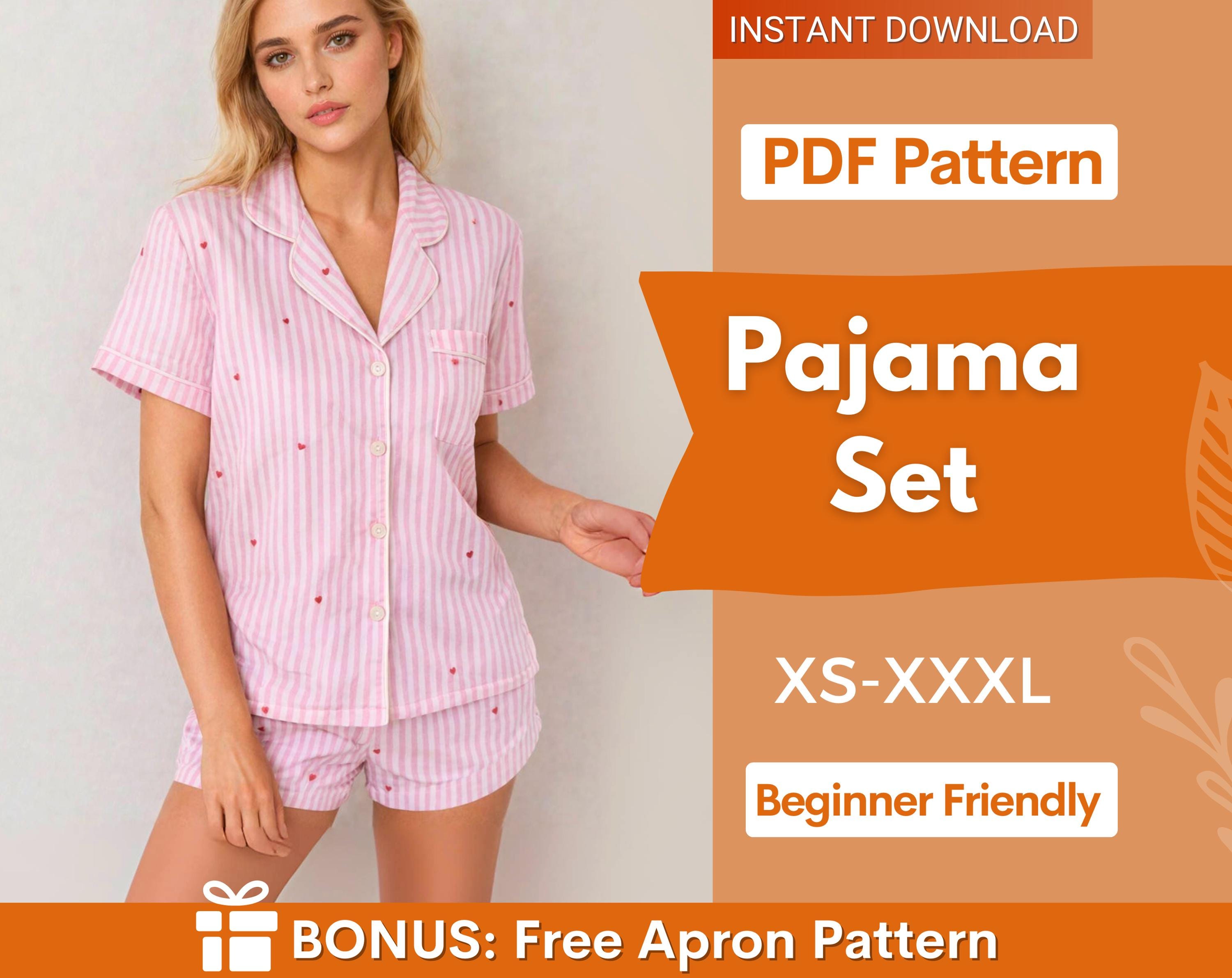 Pajama Set Sewing Pattern | Pajama Top and Shorts Pattern | Women Sewing Pattern, Easy Pajama Pattern | Beginner Sewing Pajama, Short Pajama