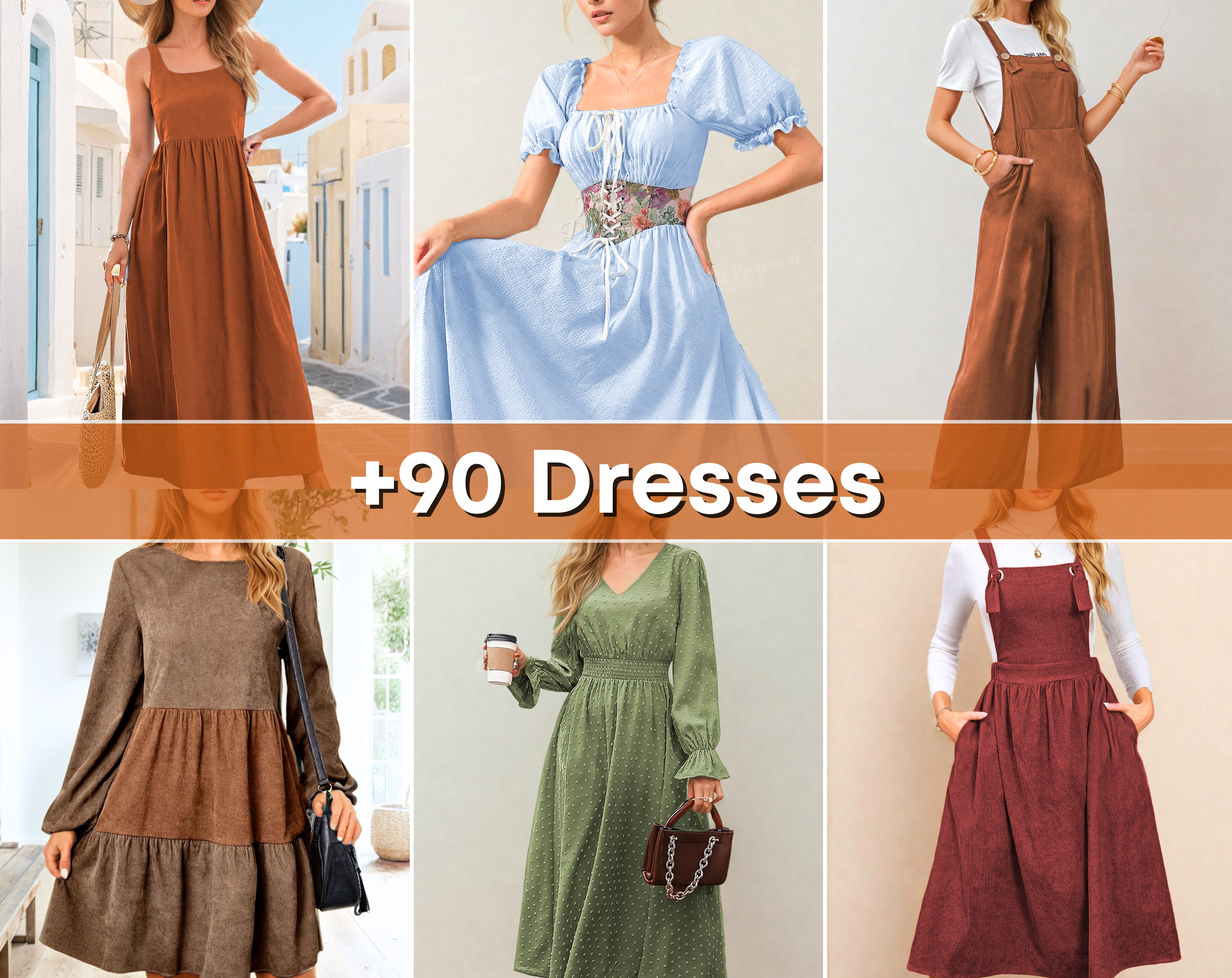 Sewing Patterns Bundle for Women - Top, Dress, & Skirt Patterns