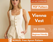 Vienna Vest Pattern, Waistcoat Sewing Pattern, Sewing Patterns, Women Pattern, Vest Sewing Pattern, Top Sewing Pattern for Women, Vintage Vest (Copia)