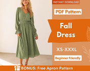 Dress Sewing Pattern | Long Sleeve Dress Pattern | Dress Pattern | Maxi Dress Pattern | Women Sewing Pattern with illustrated instructions