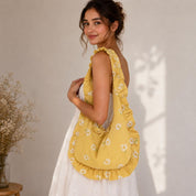 Hobo Bag with Ruffles Sewing Pattern | Shoulder Bag Pattern | Crescent Bag with Ruffled Sewing Pattern, Women Bag Pattern, Beginner Pattern