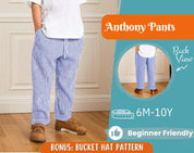 Pants Sewing Pattern for Kids, Elastic Waistband Pants Pattern, Kids Pattern, Baby Sewing Pattern, Beginner Pattern, Sewing Pattern Toddlers