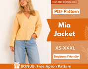 Mia Jacket Sewing Pattern for Women | Coat Pattern | Sewing Patterns | Quilted Jacket Pattern | Pattern Jacket Coat | Beginner Jacket