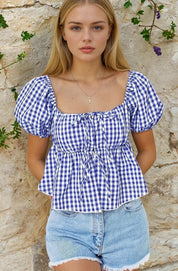 Peplum Top Sewing Pattern, Tie Front Blouse, Milkmaid Blouse Pattern, Puff Sleeve Top, Peplum Top, Peplum Blouse Pattern Women, Top Pattern