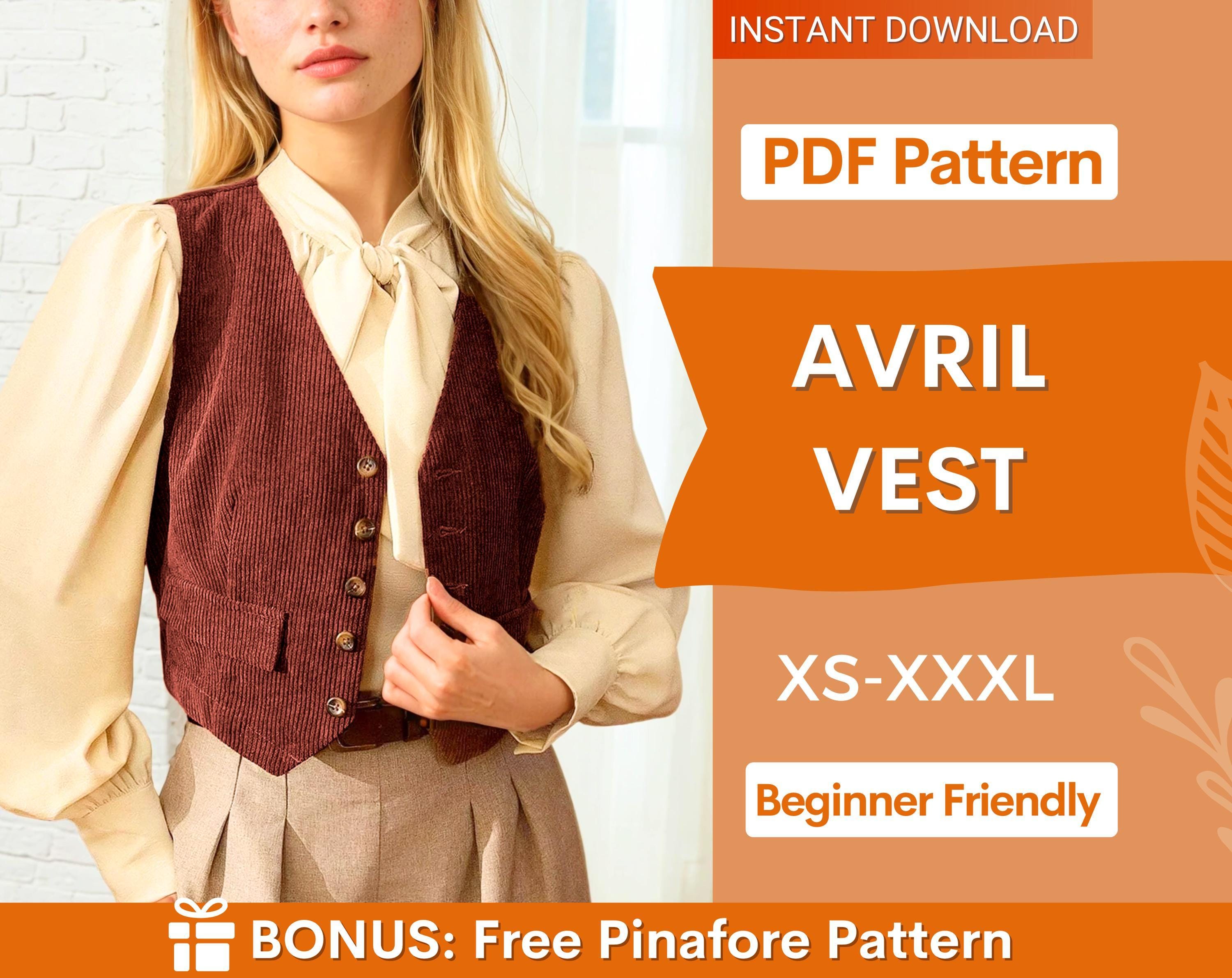 Vest Pattern, Waistcoat Sewing Pattern, Sewing Patterns, Women Pattern, Vest Sewing Pattern, Top Sewing Pattern for Women, Vintage Vest