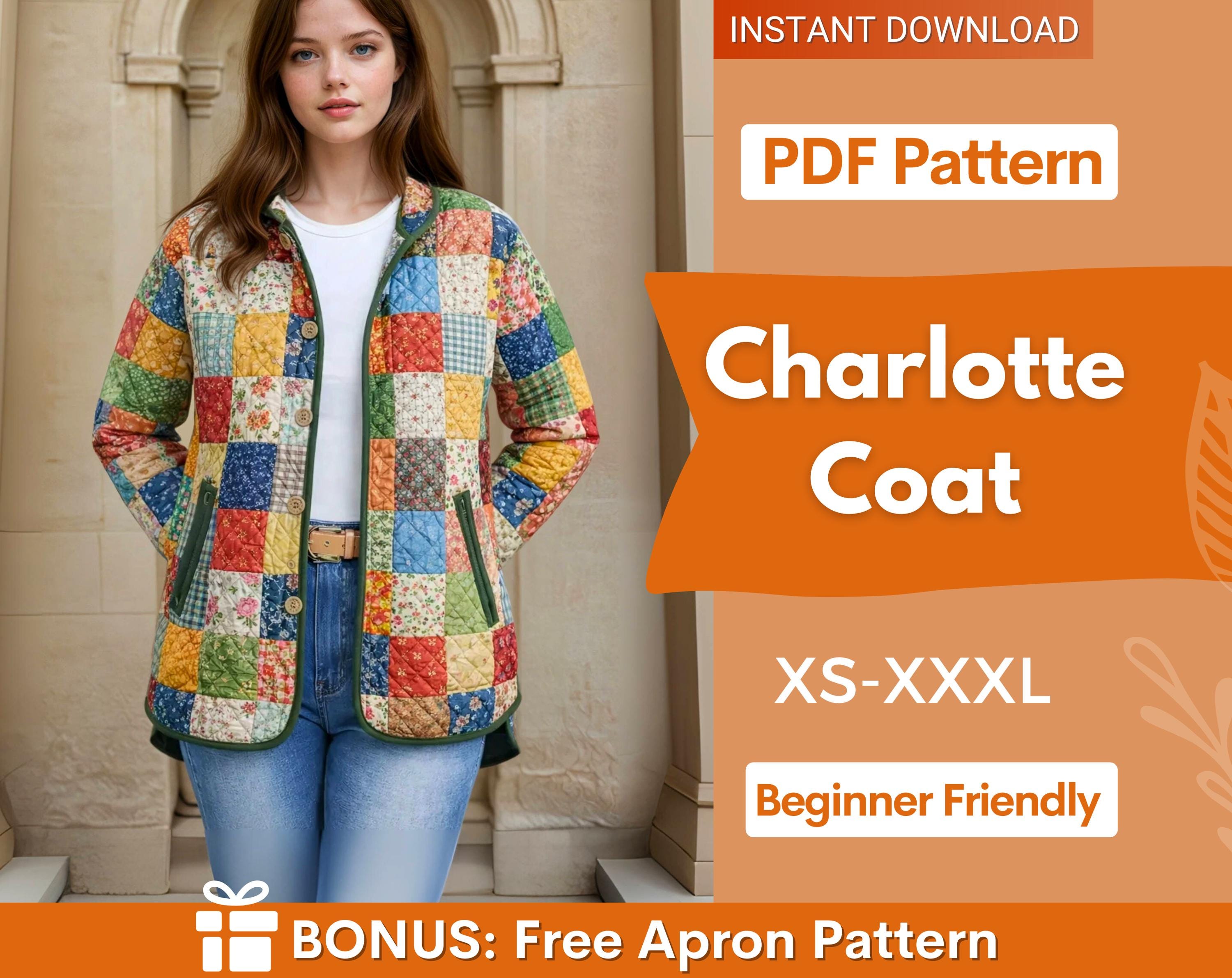 Quilted Coat with Hoodie Sewing Pattern | Quilted Jacket Pattern | Sewing Patterns | Quilted Sewing Pattern | Hooded Jacket | Women Jacket