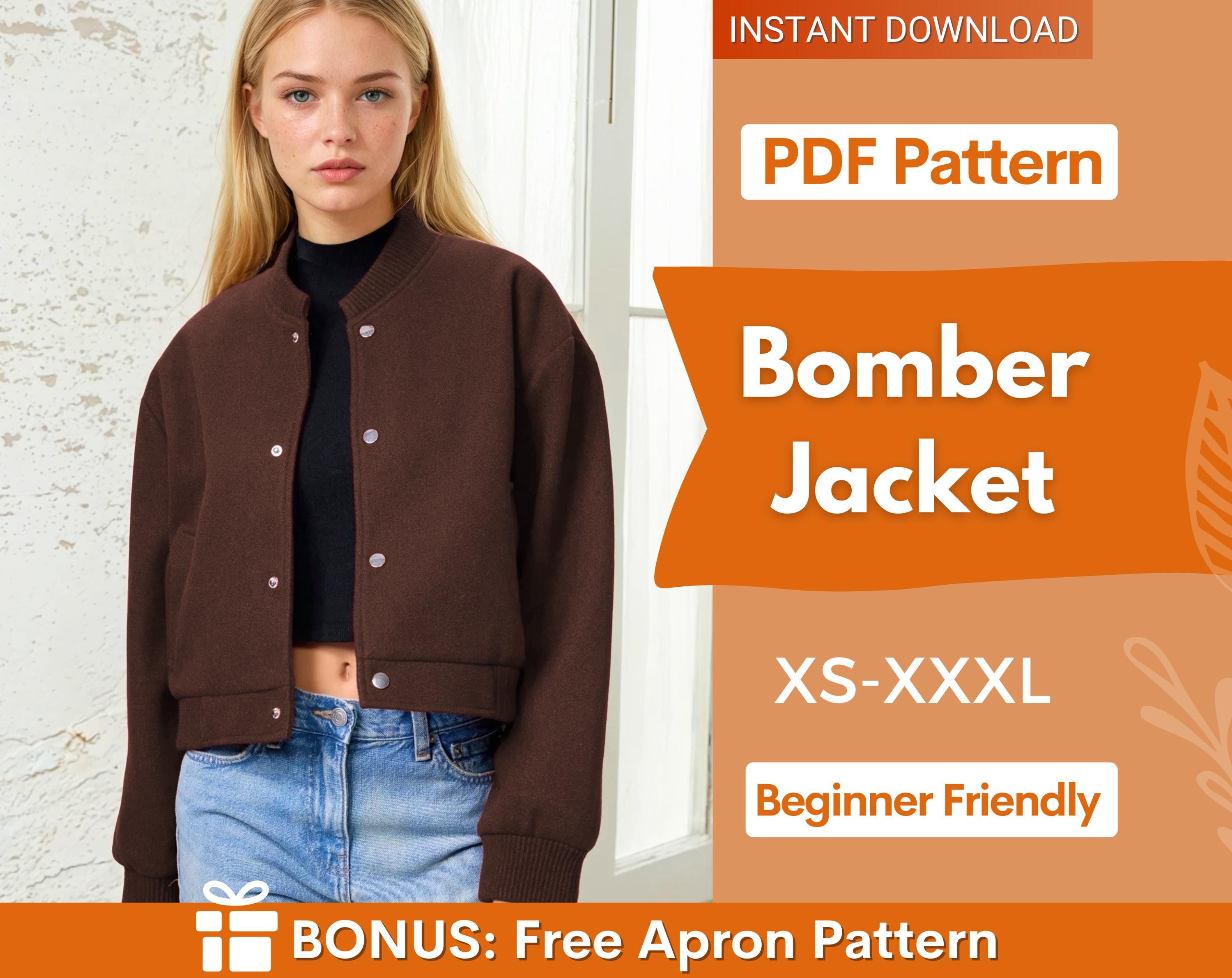 Bomber Jacket Sewing Pattern, Women Sewing Pattern, Jacket with Lining, Button Up Jacket, Pattern Jacket Coat, Hoodie Pattern