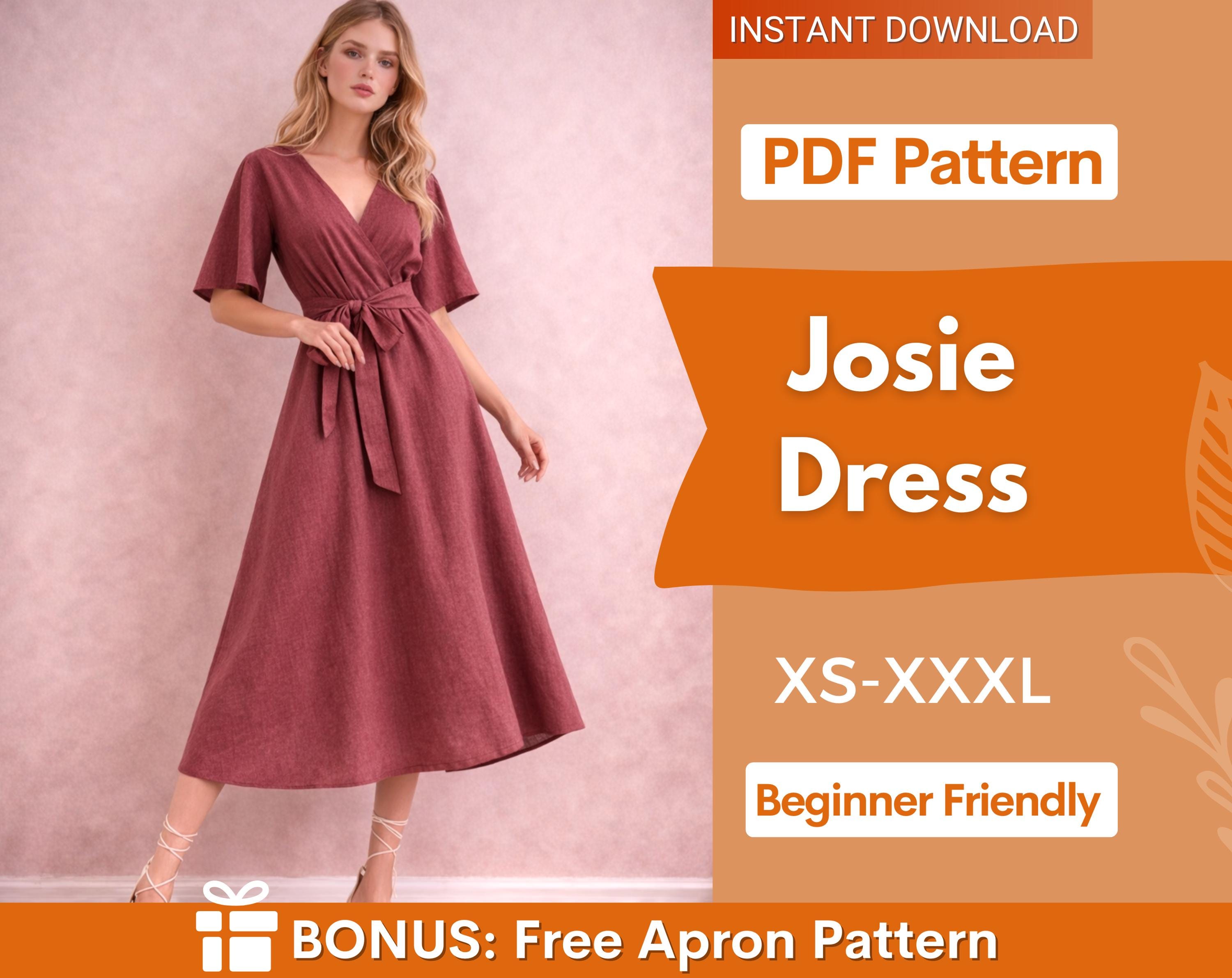 Josie Maxi Dress Sewing Pattern | Wrap Dress Pattern | Women Sewing Pattern | Women Dress | Sewing Patterns for Women Dress