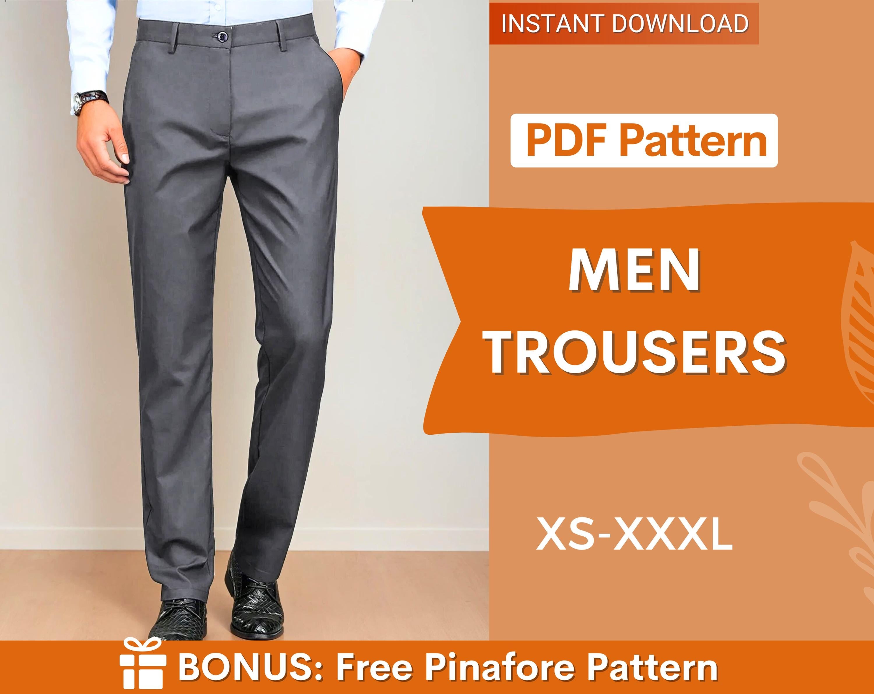 Men Pants Sewing Pattern | Men Trousers Pattern | Sewing Pattern for Men, Pants for men, Men's Sewing Pattern, Straight Leg Pants Suit Pants