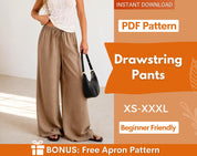 Women Pants Pattern | Wide Leg Pants Sewing Pattern for Women, Pants Pattern, Women Pattern | Women Palazzo Pants Trousers, Drawstring Pants