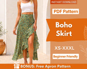 Summer Skirt Pattern | Skirt Sewing Pattern | Women Sewing Pattern | Sewing Patterns | Summer Skirt Sewing pattern | Ruffle Hem Skirt