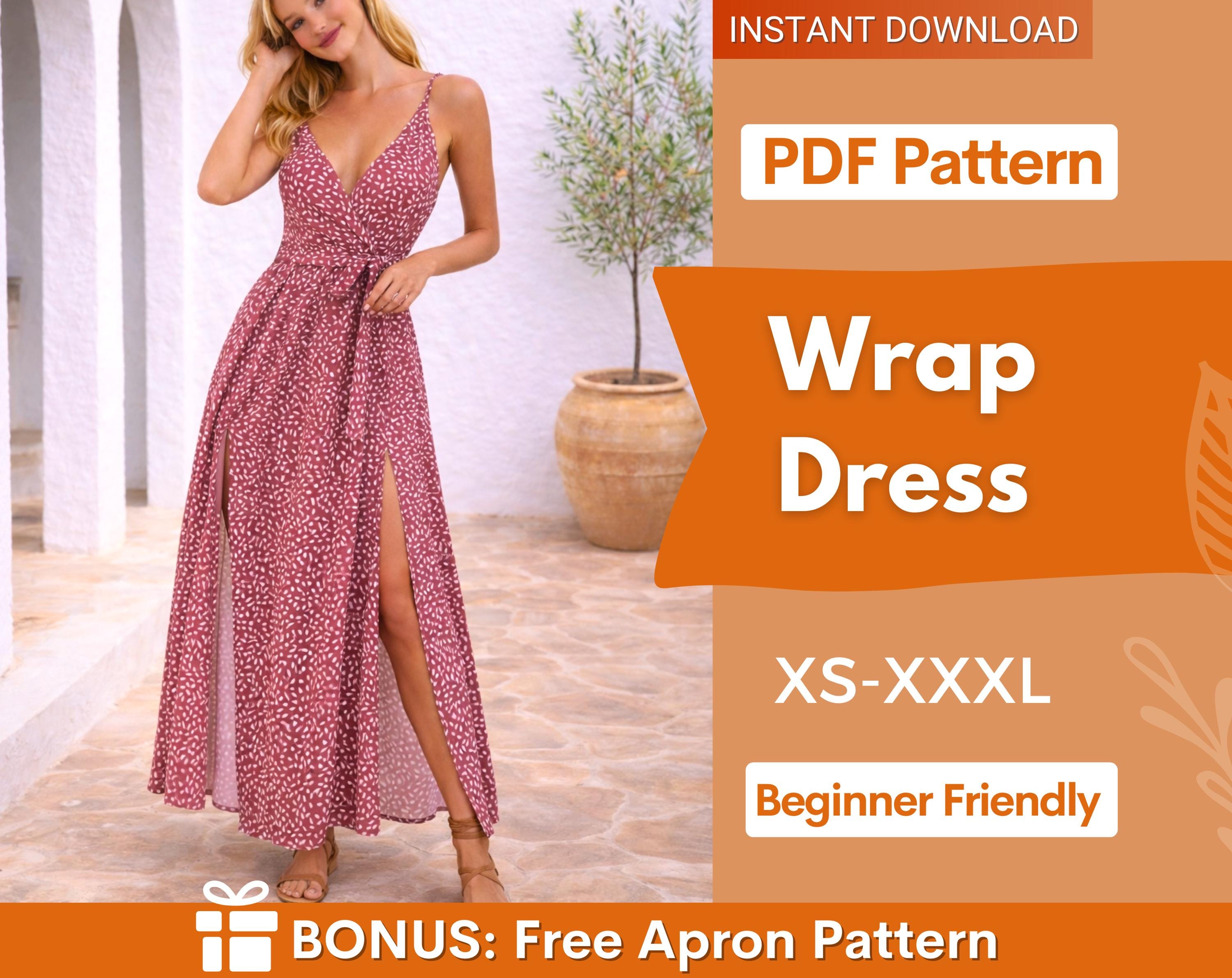 Wrap Dress Sewing Pattern | XS-XXXL | Slit Dress Pattern | Summer Dress Pattern | Women Sewing Pattern | Sleeveless Dress